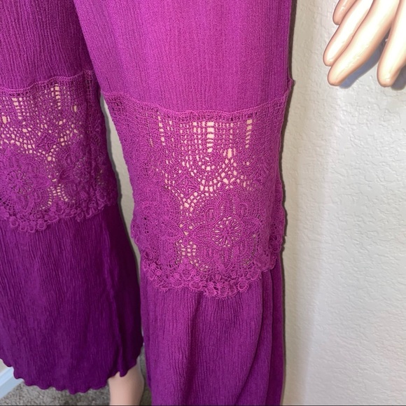 Eyeshadow jumpsuit romper Sleeveless One-Piece SZ M ruffle top wide leg purple - Picture 6 of 12